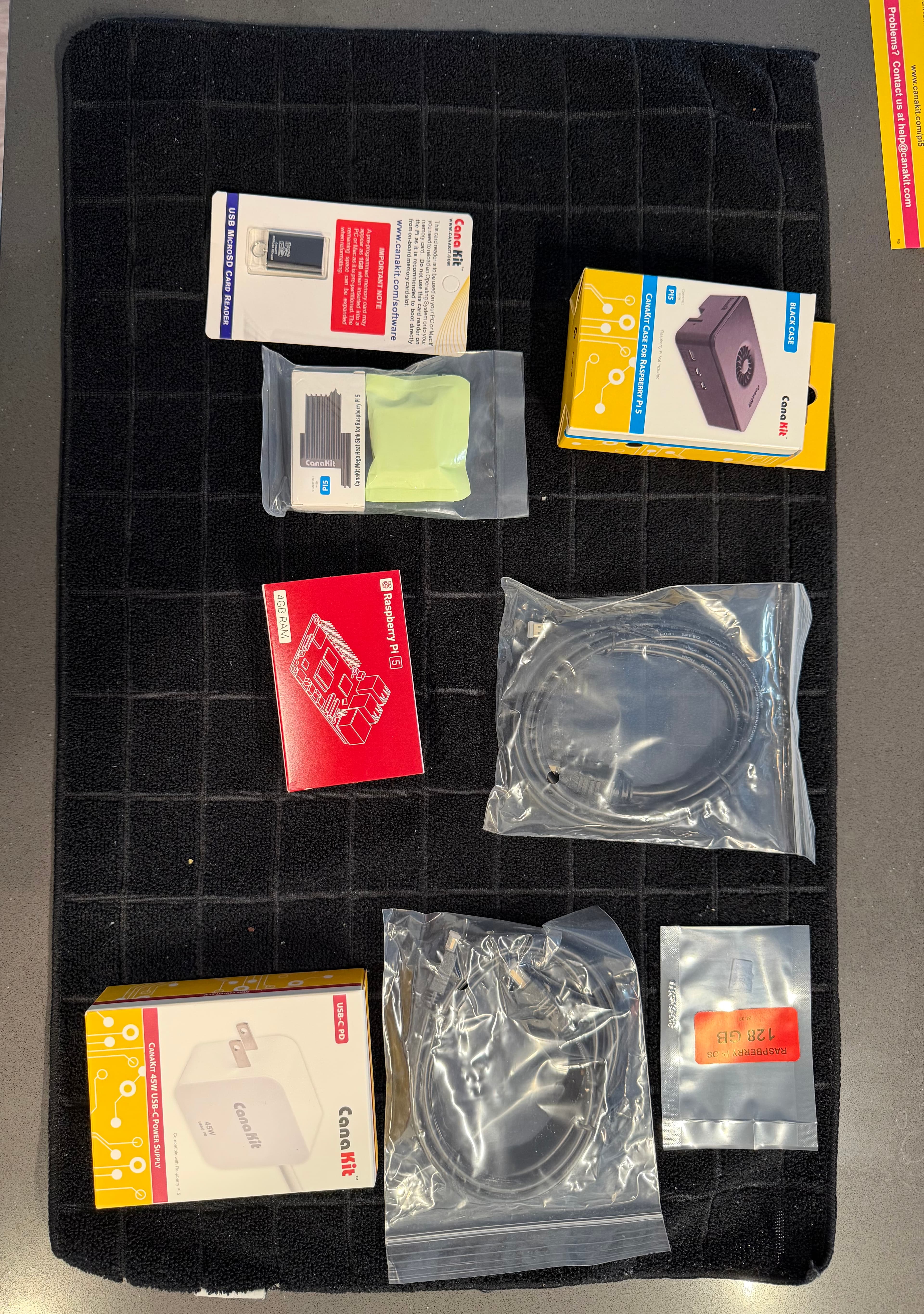 Raspberry Pi unboxed and staged for setup